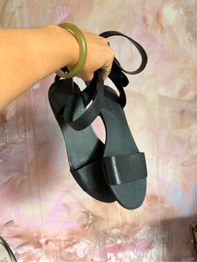 Armani Leather Ankle-Strap Flat Sandals - Women